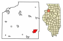 Location of Kewanee in Henry County, Illinois.