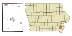 Location of Wayland, Iowa