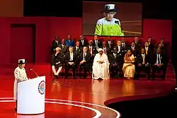 The Queen, as Head of the Commonwealth, delivering the inaugural address at the 2011 CHOGM in Perth, Australia