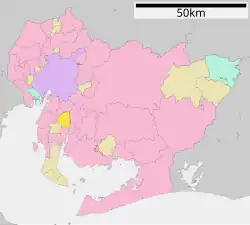 Location of Higashiura in Aichi Prefecture