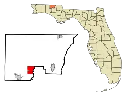 Location in Holmes County and the state of Florida