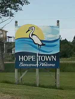 Hopetown welcome sign