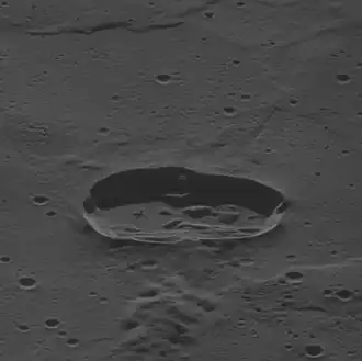 Oblique MESSENGER image at a low sun angle