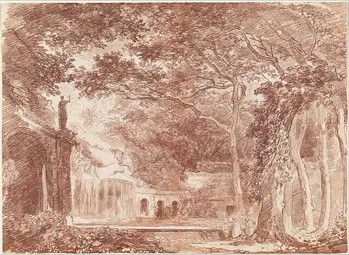 Drawing of the Oval Fountain by Hubert Robert (1733–1808)
