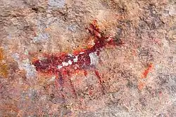 Rock painting of a deer at Hueco Tanks.