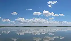 Landscape with lake and clouds