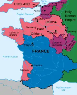 A map of France, divided into various sections