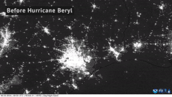 Animated sequence showing a decline of city lights as viewed from space