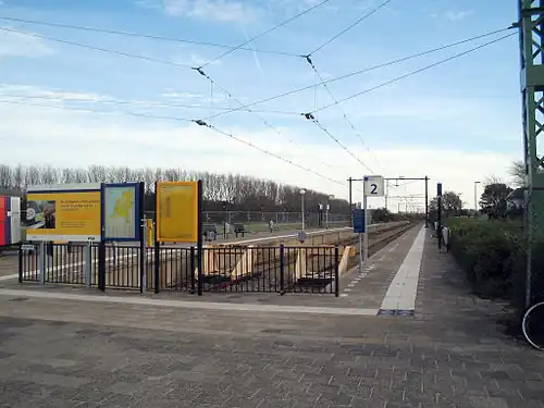 Terminus at Hoek van Holland Strand. Currently the station is inaccessible and the platforms and tracks are removed.