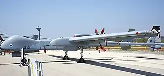 An IAI Eitan UAV of 210 Squadron "White Eagle" (see tail) from Tel Nof