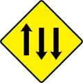 W 083 Three Lanes of Traffic (One With, Two Against)