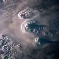 Thunderstorms imaged from orbit.