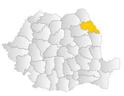 Map of Romania highlighting Iași County