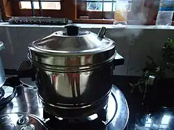 Idli steaming in cooker