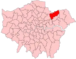 Map of the parliamentary constituency of Ilford North in London