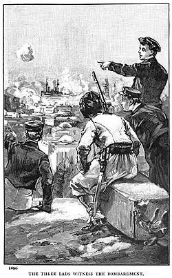 The boys watch the bombardment of Alexandria together with their guard