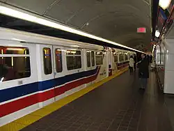 A train arriving at Burrard's outbound platform in 2008