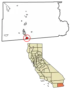 Location of Calexico in Imperial County, California