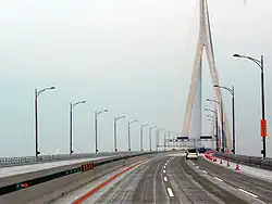 Road view approaching the cable-stayed section
