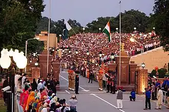 The Wagah border crossing between India and Pakistan along the Radcliffe Line