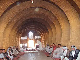 Interior of a mudhif; a reed dwelling used by Iraqi people of the marshlands