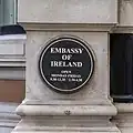 Plaque outside the embassy in English