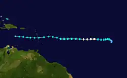 A track map of Hurricane Isaac
