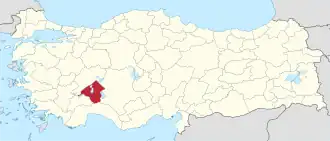 Location of the province within Turkey