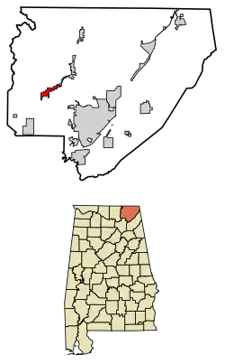 Location of Pleasant Groves in Jackson County, Alabama.