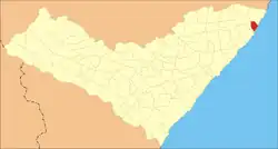 Location of Japaratinga in Alagoas