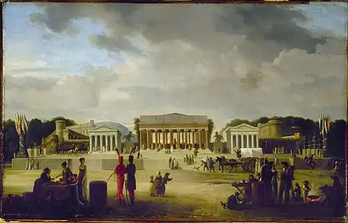 View of the Large Theatre Built on the Place de la Concorde for the Peace Festival, 18 Brumaire, Year X by Jean-Baptiste Cazin