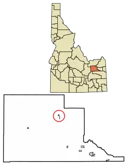 Location of Hamer in Jefferson County, Idaho.
