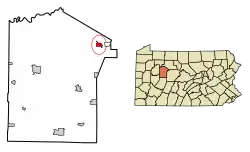 Location of Brockway in Jefferson County, Pennsylvania