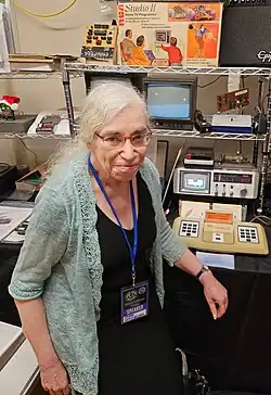 Joyce Weisbecker with an RCA Studio II from Josh Bensadon at VCF East 2025.