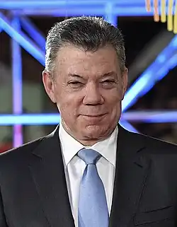 32nd president of Colombia and Nobel Prize winner Juan Manuel Santos (BA, 1973)[89]