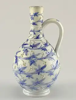 Vase, 1869–72, salt-glazed Lambeth stoneware with incised and relief decoration