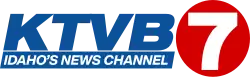 In blue, wide letters KTVB, italicized, with a blue bar below containing the words "Idaho's News Channel" in white. Next to that is a white 7 in a red circle.