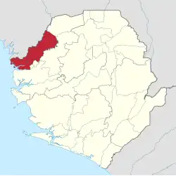 Location of Kambia District in Sierra Leone
