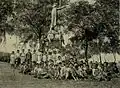 Kapaʻau statue with schoolchildren of plantation workers in 1900s