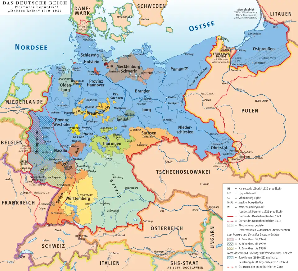 Map of the Weimar Republic