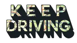 The logo for Keep Driving, depicting map lines inside the all-capital letters