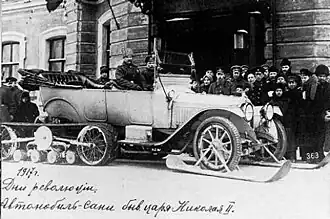 Russian imperial state limousine, 1916 Packard Twin-Six touring car, equipped with Kégresse track (1917)
