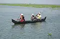 The locals using a boat for fishing and ferry service