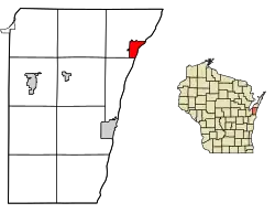 Location of Algoma in Kewaunee County, Wisconsin.