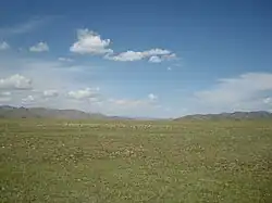 Grass steppe in the Khövsgöl Province, Mongolia.