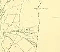 Corinthian column at Omrit Khirbet Umeiri (today known as Omrit), alongside Nabi Huda and Khirbet el Aziziyat, in a 1930s Survey of Palestine map
