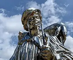 stainless steel sculpture Kiepenkerl, by Jeff Koons in the Hirshhorn Museum and Sculpture Garden in Washington, D.C.