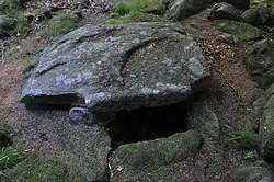 Detail of a cist at Kilmashogue wedge tomb