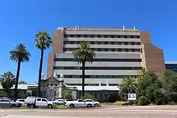 8 storey brick building