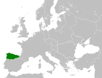 Location of the Kingdom of Asturias in 814 AD